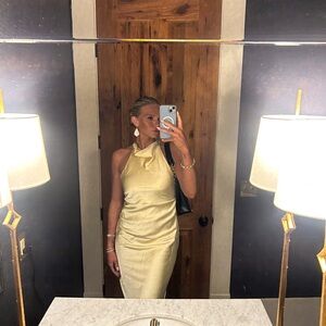 Elegant Pastel Yellow Halter Dress